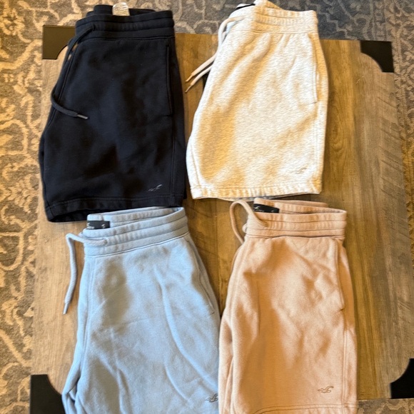 Hollister mens Fleece Shorts in tan white Light Blue black and grey